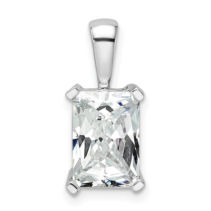 14K White Gold 3 Carat Certified Lab Grown Diamond Vs+ F+ Radiant Complete Four Prong Pendant