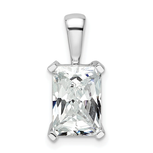 14K White Gold 3 Carat Certified Lab Grown Diamond Vs+ F+ Radiant Complete Four Prong Pendant