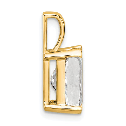 14K Yellow Gold 3 Carat Certified Lab Grown Diamond Vs+ F+ Radiant Complete Four Prong Pendant