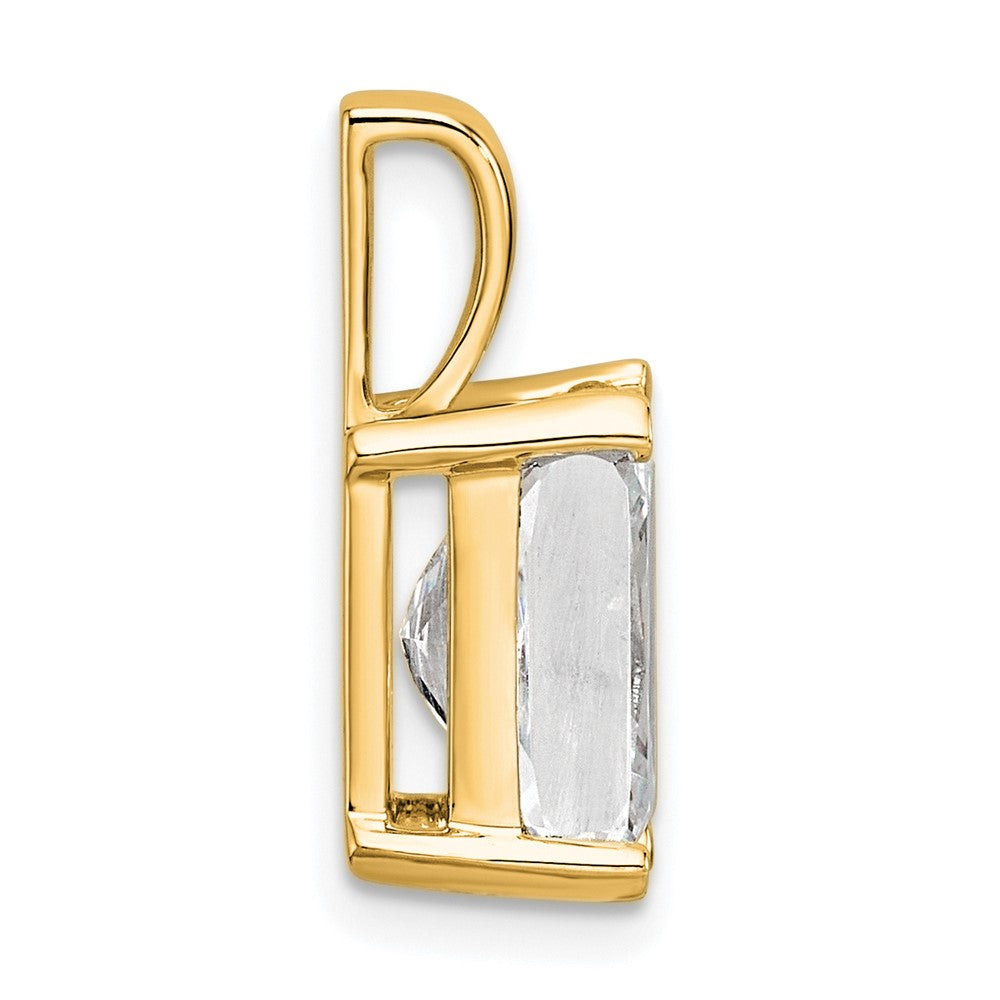 14K Yellow Gold 3 Carat Lab Grown Diamond Vs+ F+ Radiant Complete Four Prong Pendant