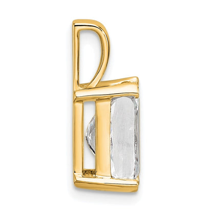 14K Yellow Gold 3 Carat Lab Grown Diamond Vs+ F+ Radiant Complete Four Prong Pendant