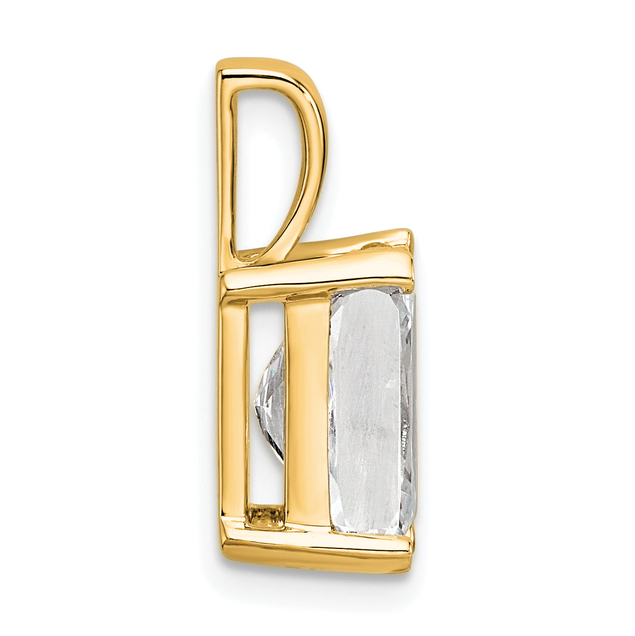 14K Yellow Gold 3 Carat Lab Grown Diamond Vs+ F+ Radiant Complete Four Prong Pendant