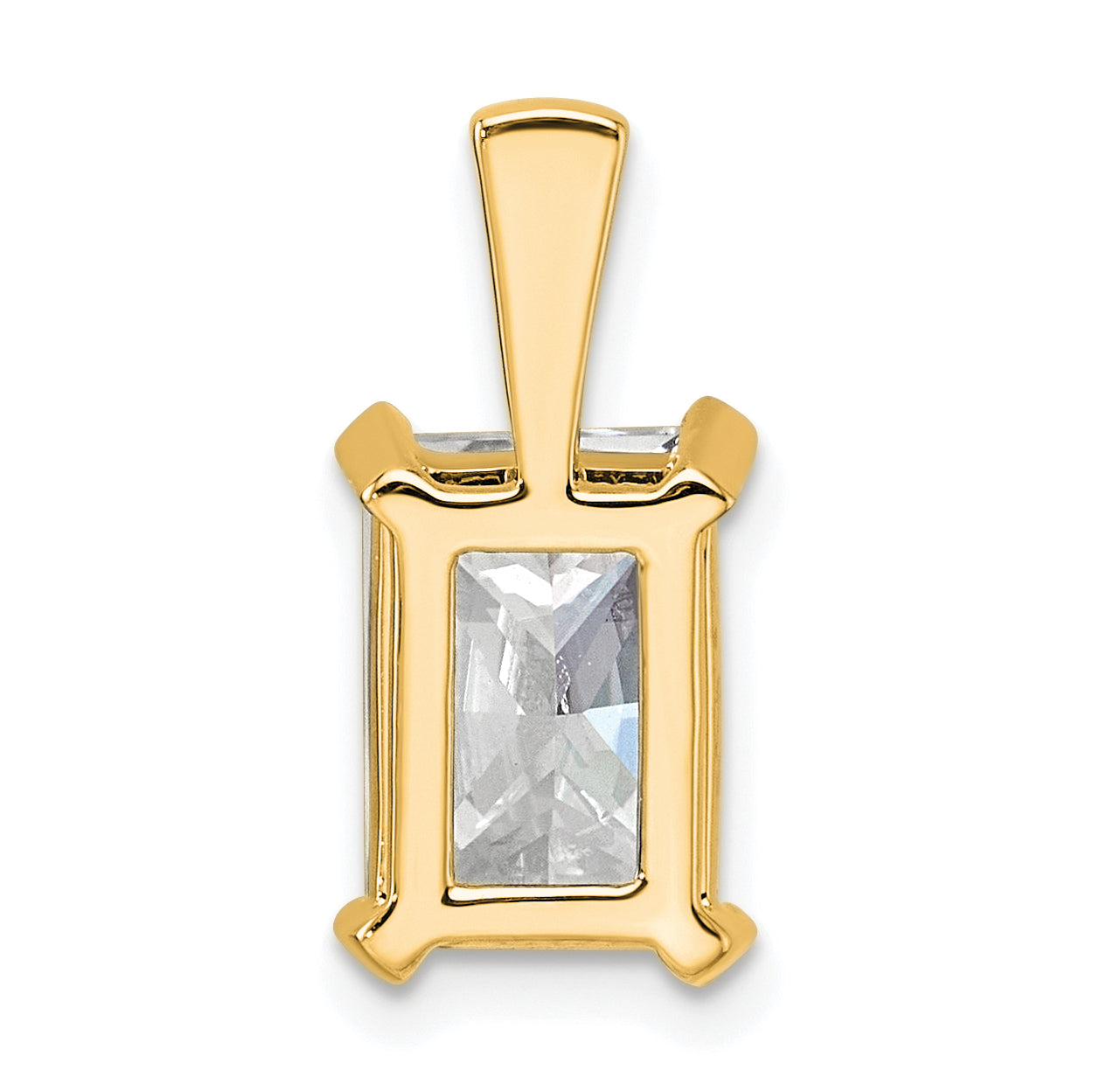 14K Yellow Gold 3 Carat Certified Lab Grown Diamond Vs+ F+ Radiant Complete Four Prong Pendant