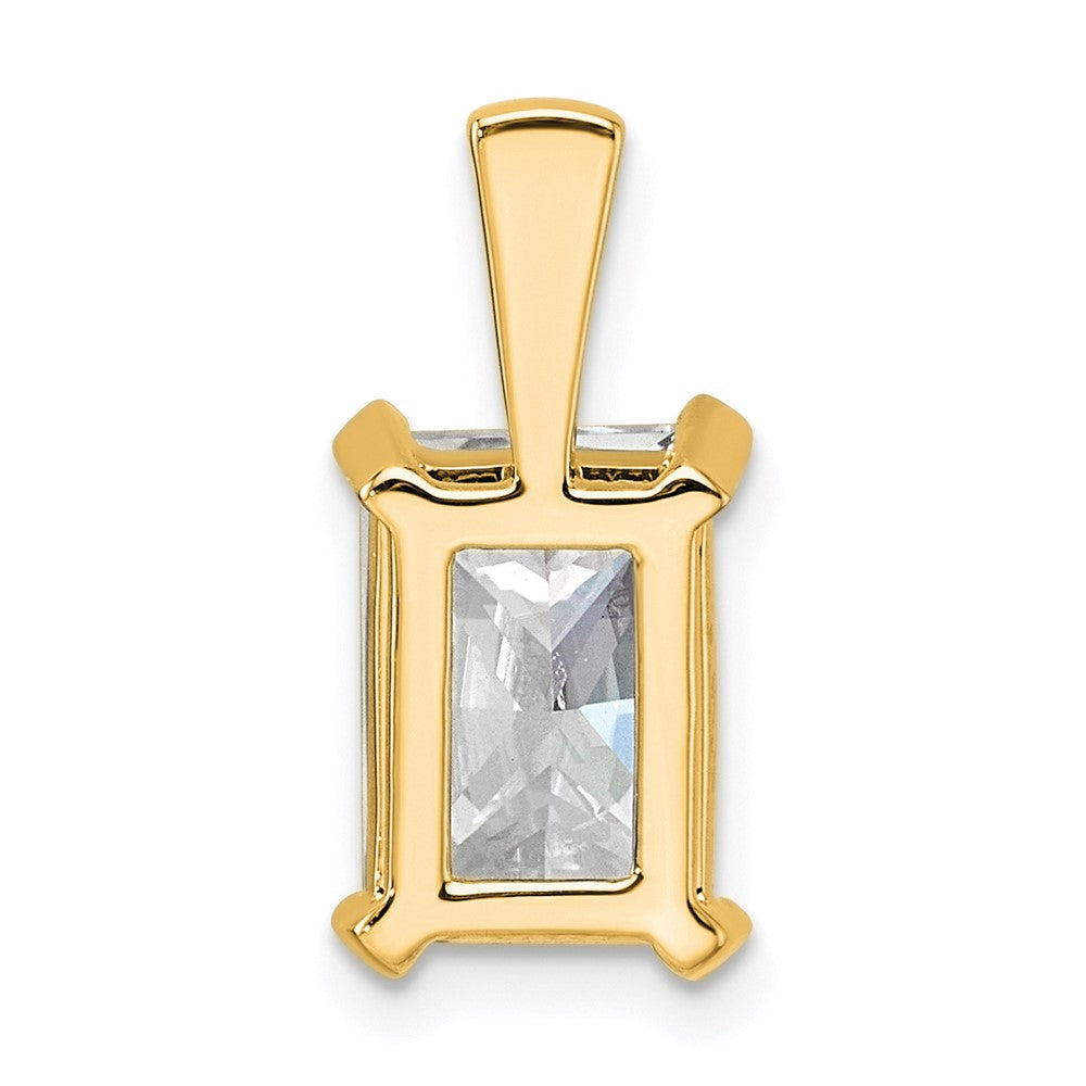 14K Yellow Gold 3 Carat Lab Grown Diamond Vs+ F+ Radiant Complete Four Prong Pendant