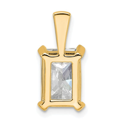 14K Yellow Gold 3 Carat Lab Grown Diamond Vs+ F+ Radiant Complete Four Prong Pendant