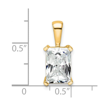 14K Yellow Gold 3 Carat Certified Lab Grown Diamond Vs+ F+ Radiant Complete Four Prong Pendant