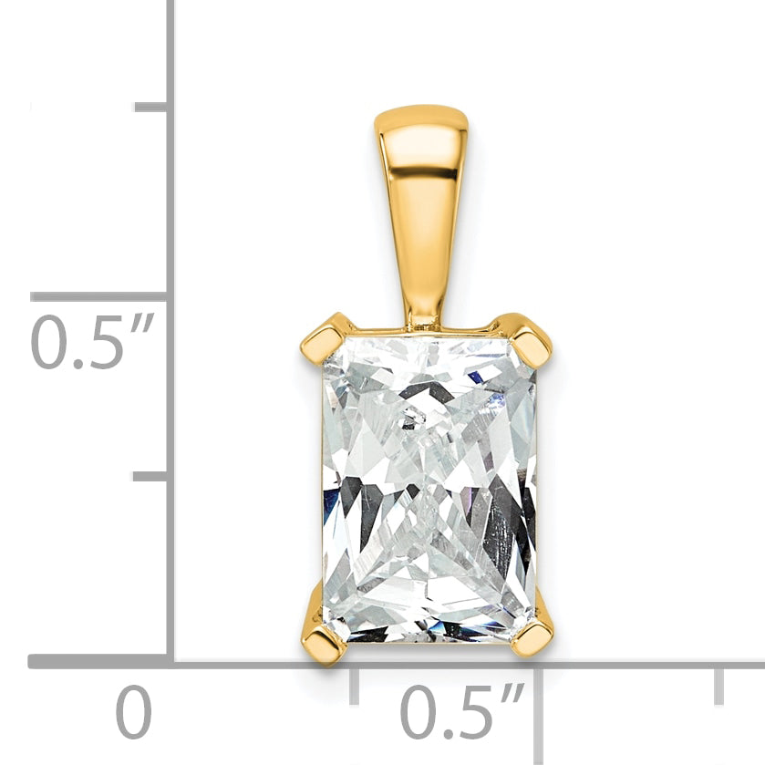 14K Yellow Gold 3 Carat Certified Lab Grown Diamond Vs+ F+ Radiant Complete Four Prong Pendant