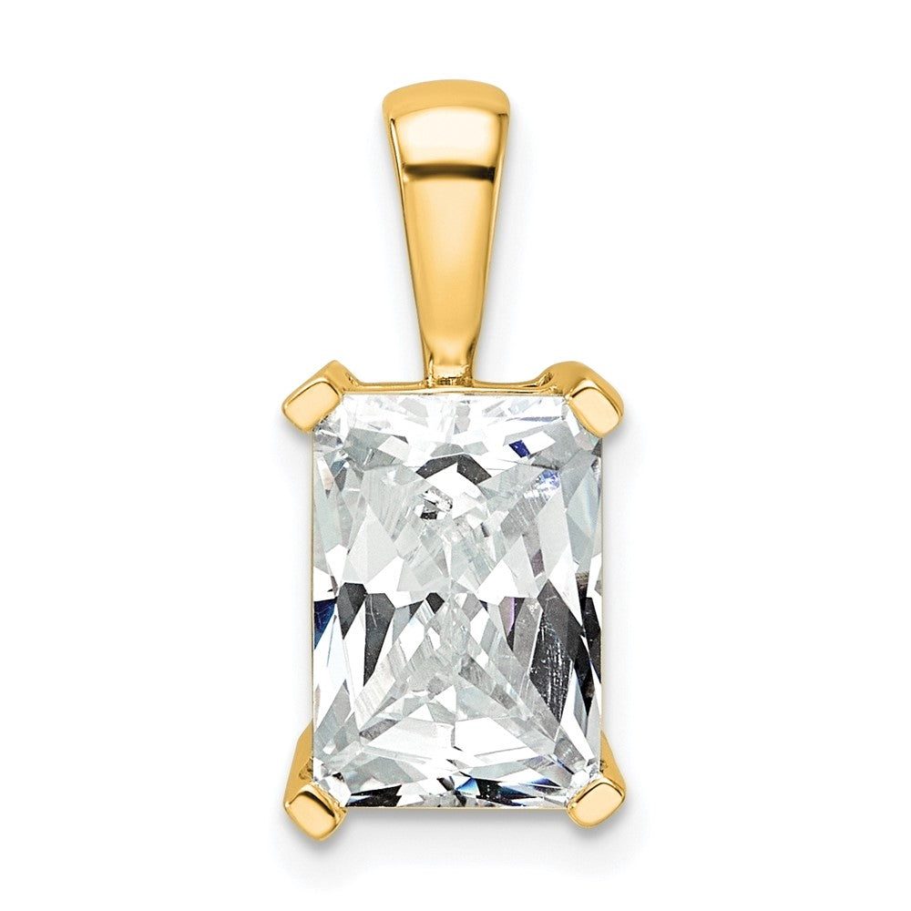 14k Yellow Gold 3 Ct. Certified Lab Grown Diamond VS/SI+ G+ Radiant Complete Four Prong Pendant