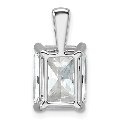 14K White Gold 4 Carat Lab Grown Diamond Vs/Si+ G+ Radiant Complete Four Prong Pendant