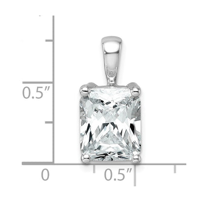 14K White Gold 4 Carat Lab Grown Diamond Vs/Si+ G+ Radiant Complete Four Prong Pendant