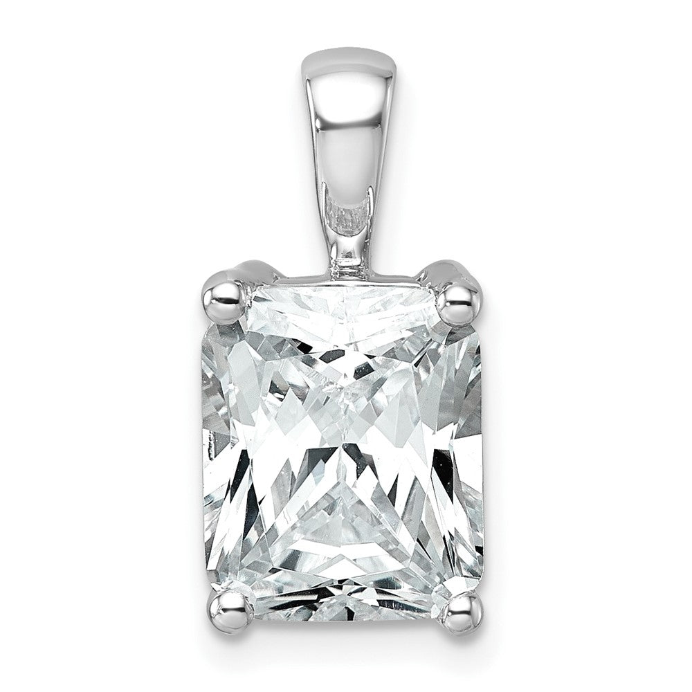 14K White Gold 4 Carat Lab Grown Diamond Vs/Si+ G+ Radiant Complete Four Prong Pendant