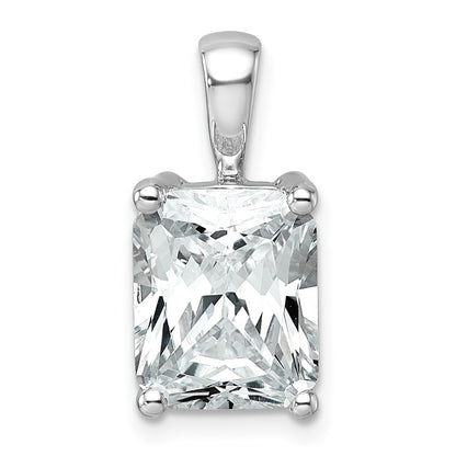 14K White Gold 4 Carat Lab Grown Diamond Vs/Si+ G+ Radiant Complete Four Prong Pendant