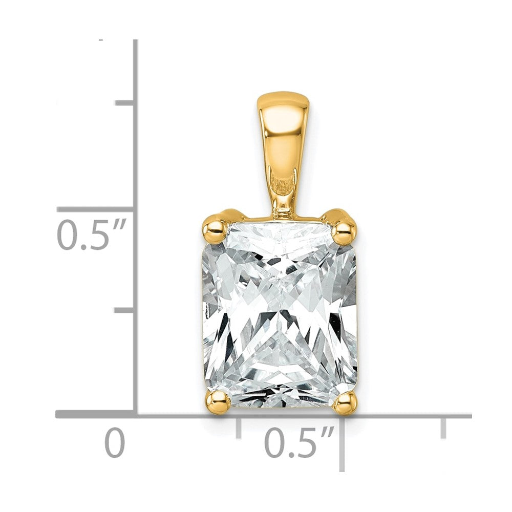 14K Yellow Gold 4 Carat Certified Lab Grown Diamond Vs+ F+ Radiant Complete Four Prong Pendant
