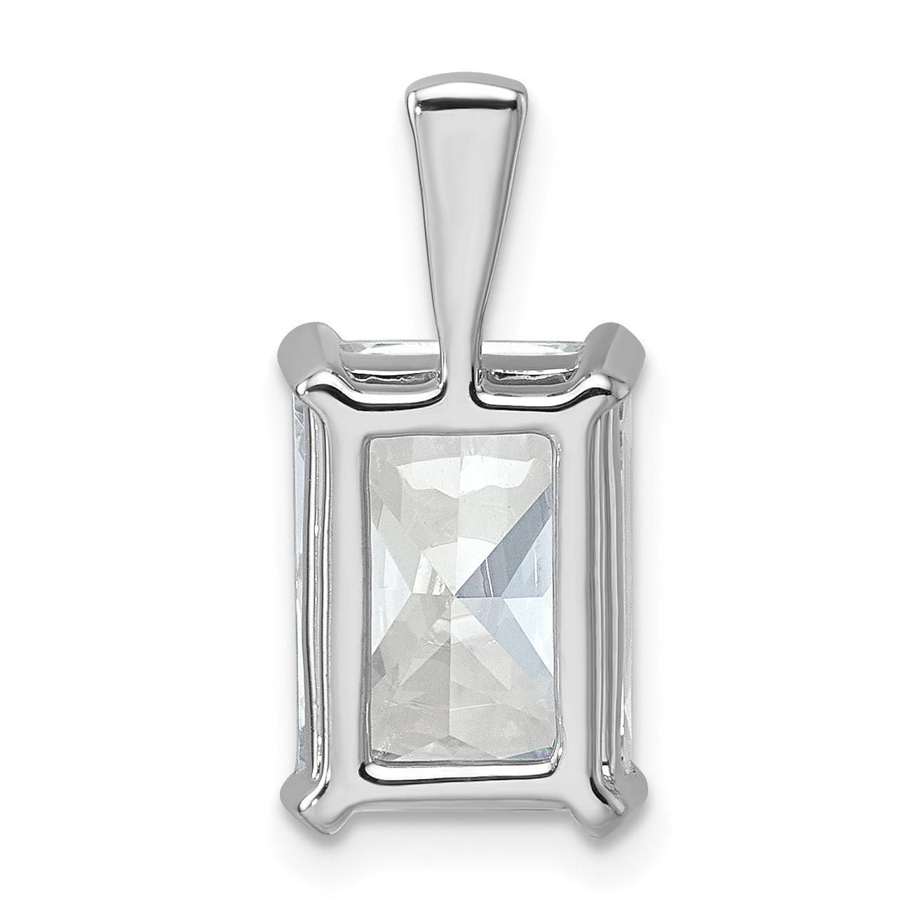 14K White Gold 5 Carat Certified Lab Grown Diamond Vs+ F+ Radiant Complete Four Prong Pendant