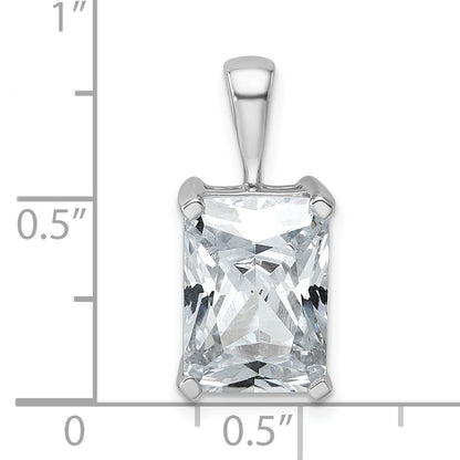 14K White Gold 5 Carat Certified Lab Grown Diamond Vs+ F+ Radiant Complete Four Prong Pendant