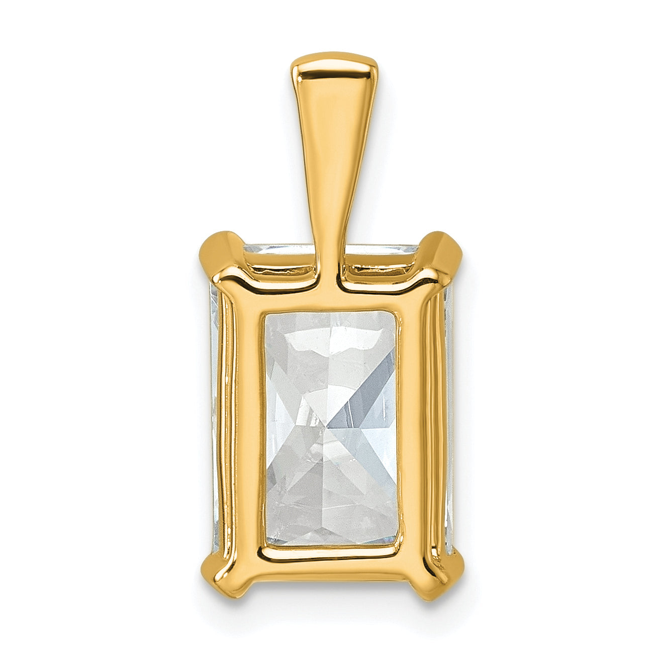 14K Yellow Gold 5 Carat Certified Lab Grown Diamond Vs+ F+ Radiant Complete Four Prong Pendant