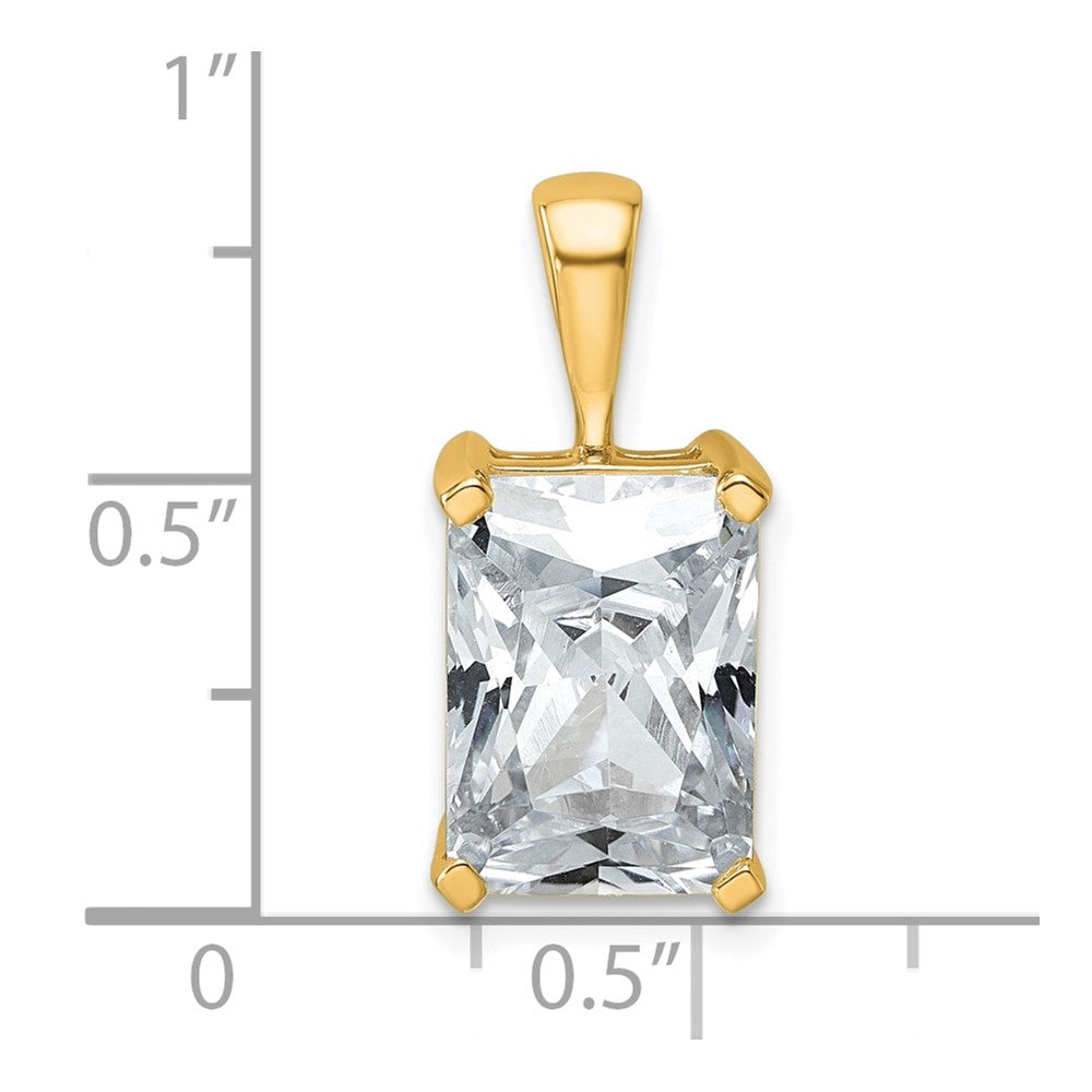 14K Yellow Gold 5 Carat Lab Grown Diamond Vs+ F+ Radiant Complete Four Prong Pendant