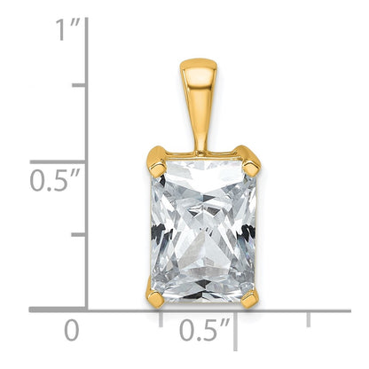 14K Yellow Gold 5 Carat Lab Grown Diamond Vs+ F+ Radiant Complete Four Prong Pendant
