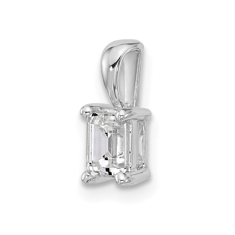 14k White Gold 1/2 Ct. Certified Lab Grown Diamond VS/SI+ G+ Emerald Four Prong Pendant