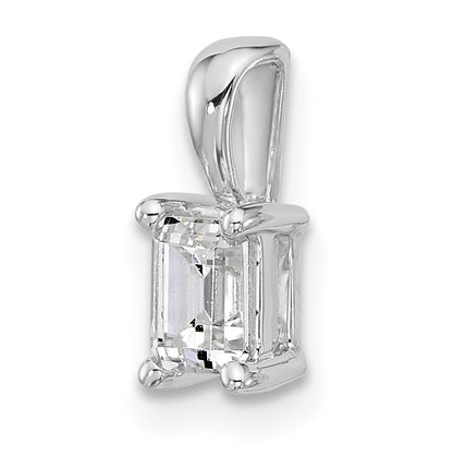 14k White Gold 1/2 Ct. Certified Lab Grown Diamond VS/SI+ G+ Emerald Four Prong Pendant