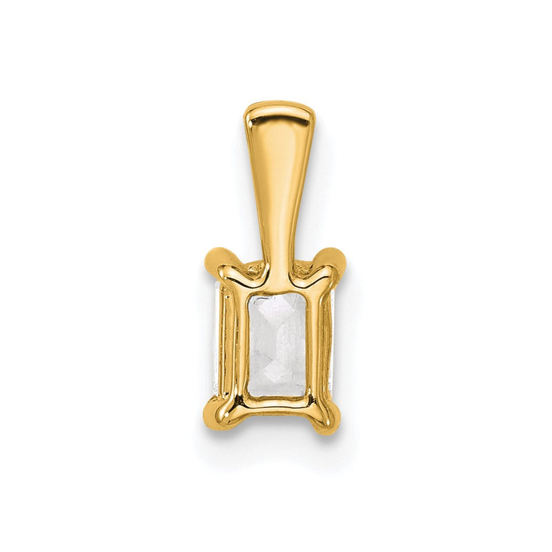 14K Yellow Gold 1/2 Carat Lab Grown Diamond Vs+ F+ Emerald Complete Four Prong Pendant