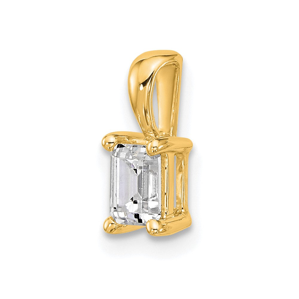 14k Yellow Gold 1/2 Ct. Lab Grown Diamond VS/SI+ G+ Emerald Four Prong Pendant