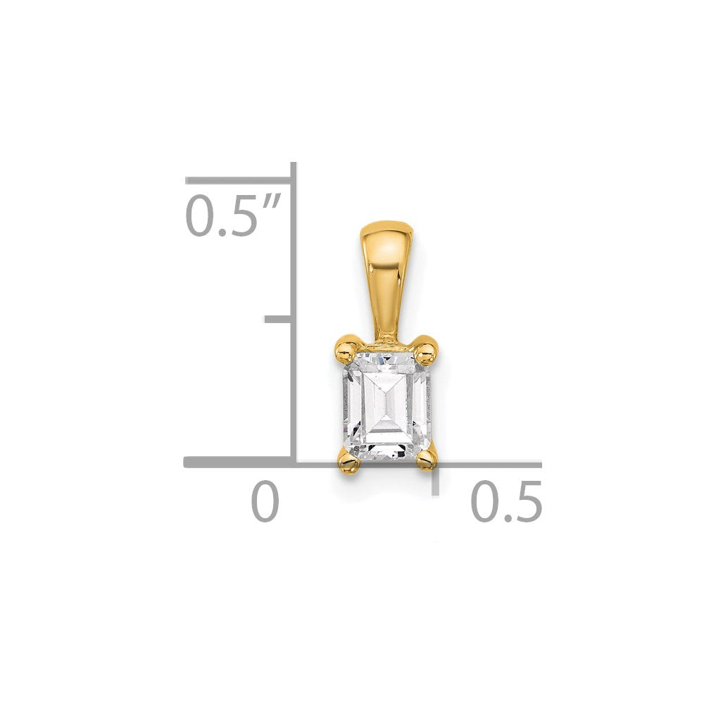 14k Yellow Gold 1/2 Ct. Lab Grown Diamond VS/SI+ G+ Emerald Four Prong Pendant