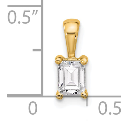 14k Yellow Gold 1/2 Ct. Certified Lab Grown Diamond VS/SI+ G+ Emerald Four Prong Pendant