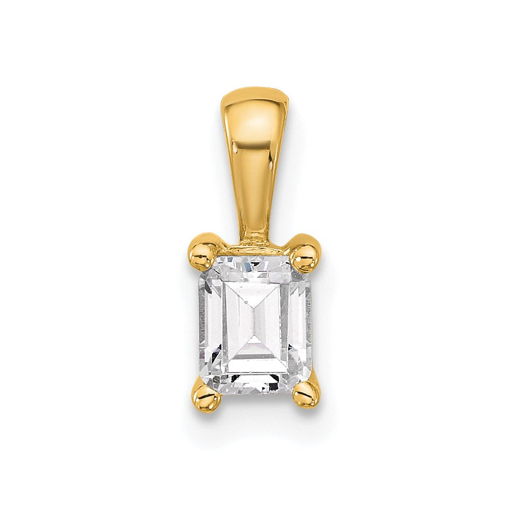 14k Yellow Gold 1/2 Ct. Lab Grown Diamond VS/SI+ G+ Emerald Four Prong Pendant