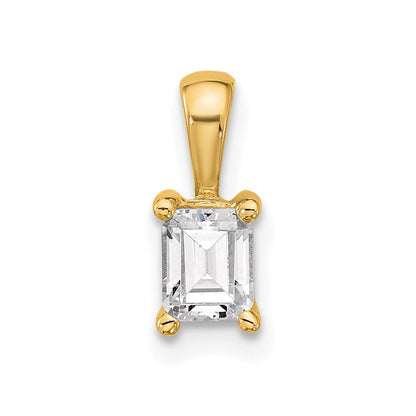 14k Yellow Gold 1/2 Ct. Lab Grown Diamond VS/SI+ G+ Emerald Four Prong Pendant
