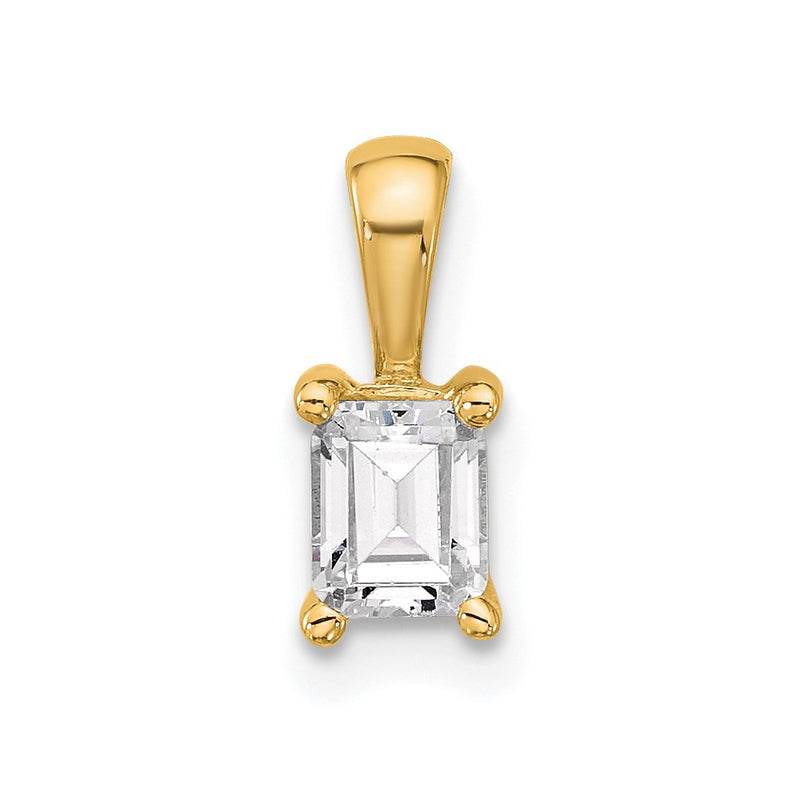 14k Yellow Gold 1/2 Ct. Lab Grown Diamond VS/SI+ G+ Emerald Four Prong Pendant