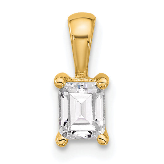14k Yellow Gold 1/2 Ct. Lab Grown Diamond VS/SI+ G+ Emerald Four Prong Pendant