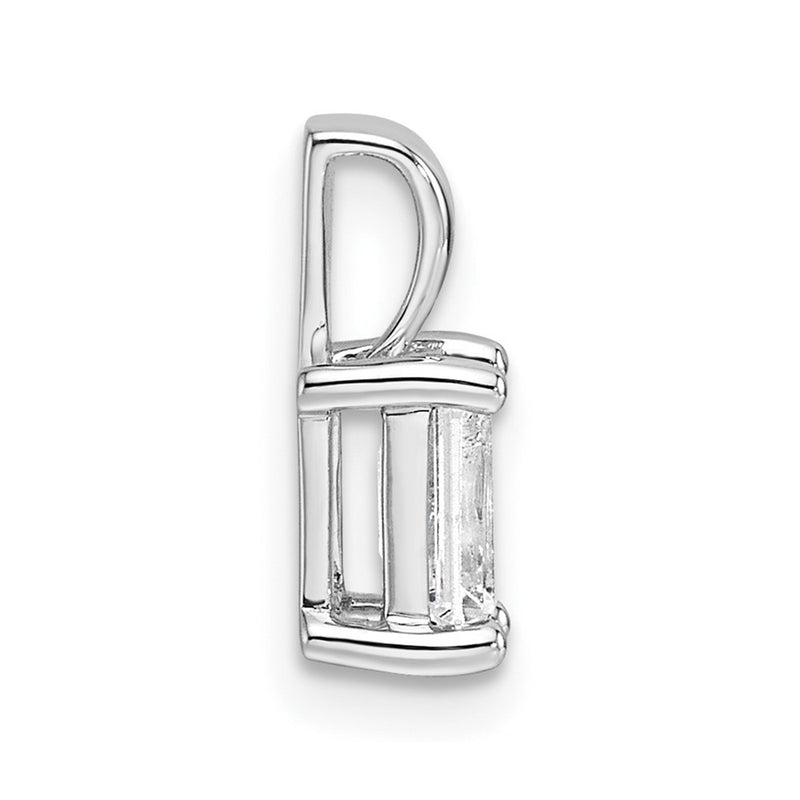 14K White Gold 3/4 Carat Lab Grown Diamond Vs+ F+ Emerald Complete Four Prong Pendant