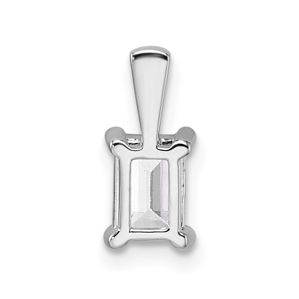 14k White Gold 3/4 Ct. Lab Grown Diamond VS/SI+ G+ Emerald Complete Four Prong Pendant