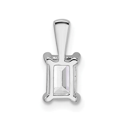 14k White Gold 3/4 Ct. Lab Grown Diamond VS/SI+ G+ Emerald Complete Four Prong Pendant