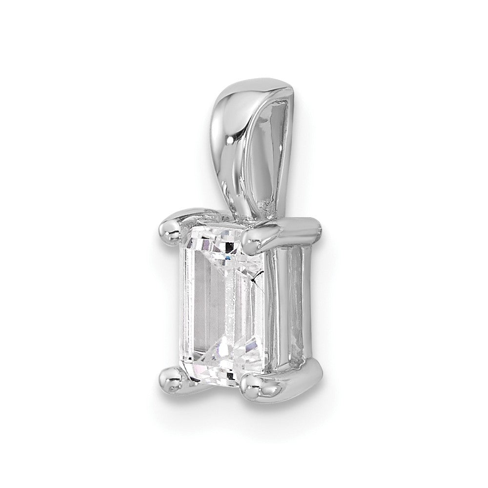 14k White Gold 3/4 Ct. Lab Grown Diamond VS/SI+ G+ Emerald Complete Four Prong Pendant