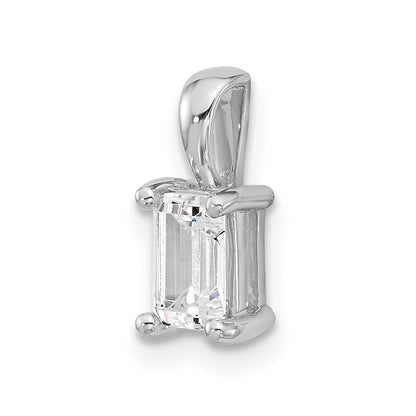 14k White Gold 3/4 Ct. Lab Grown Diamond VS/SI+ G+ Emerald Complete Four Prong Pendant