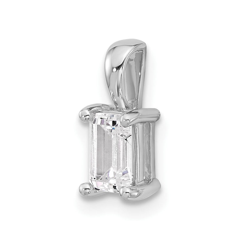 14K White Gold 3/4 Carat Lab Grown Diamond Vs+ F+ Emerald Complete Four Prong Pendant