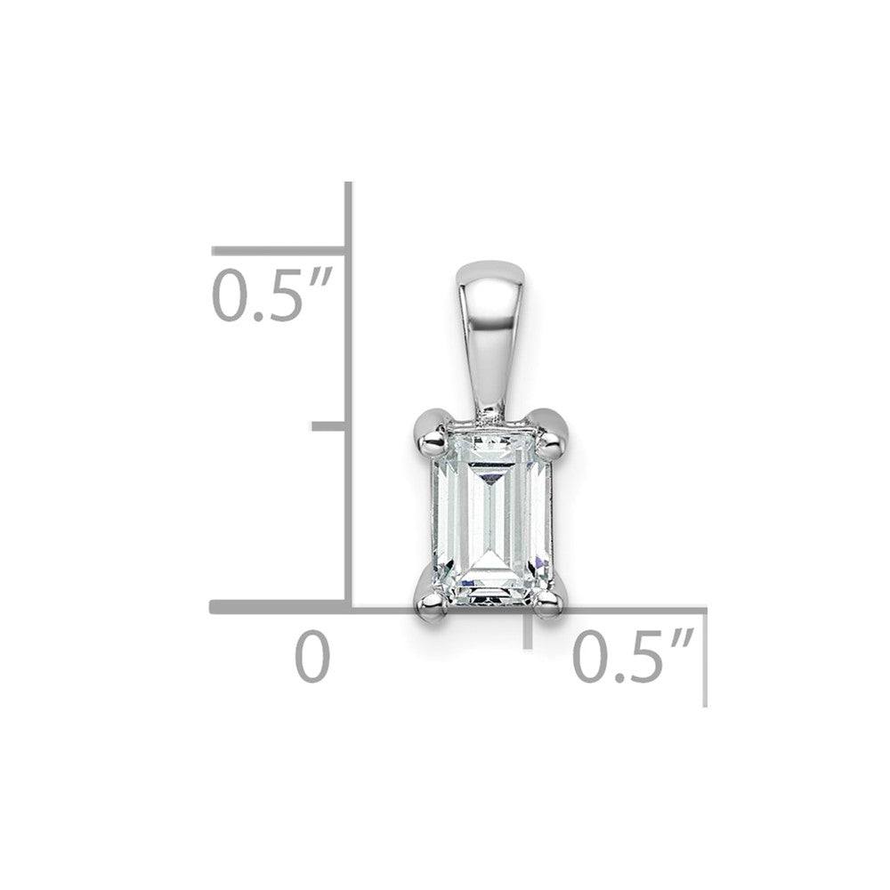14K White Gold 3/4 Carat Lab Grown Diamond Vs+ F+ Emerald Complete Four Prong Pendant