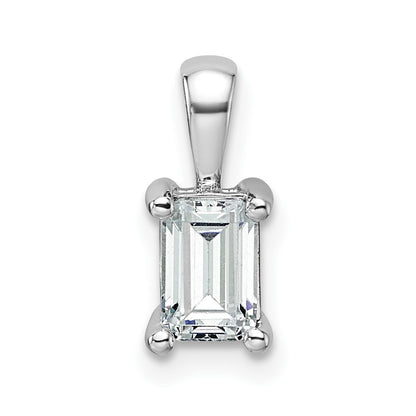 14k White Gold 3/4 Ct. Lab Grown Diamond VS/SI+ G+ Emerald Complete Four Prong Pendant