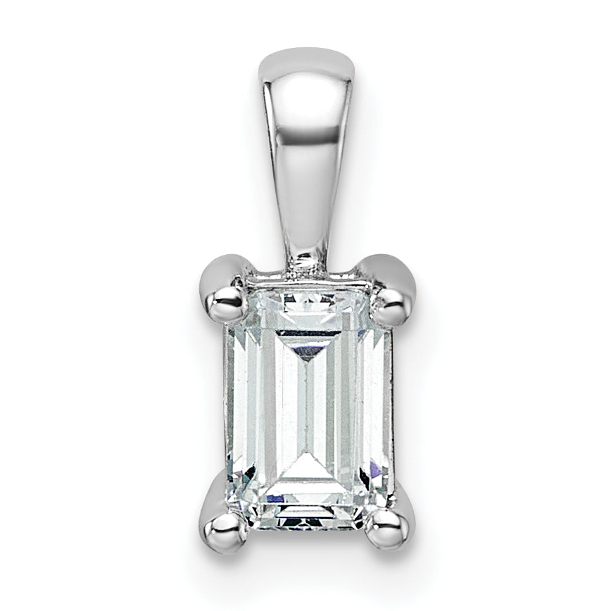 14k White Gold 3/4 Ct. Certified Lab Grown Diamond VS/SI+ G+ Emerald Four Prong Pendant