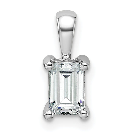 14k White Gold 3/4 Ct. Certified Lab Grown Diamond VS/SI+ G+ Emerald Four Prong Pendant