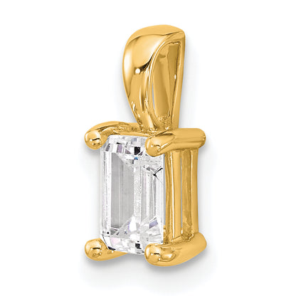 14k Yellow Gold 3/4 Ct. Lab Grown Diamond VS/SI+ G+ Emerald Four Prong Pendant