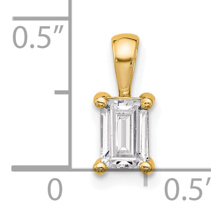 14k Yellow Gold 3/4 Ct. Lab Grown Diamond VS/SI+ G+ Emerald Four Prong Pendant