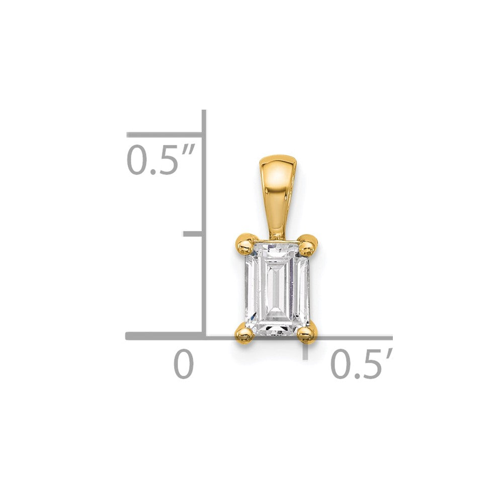 14k Yellow Gold 3/4 Ct. Lab Grown Diamond VS/SI+ G+ Emerald Four Prong Pendant