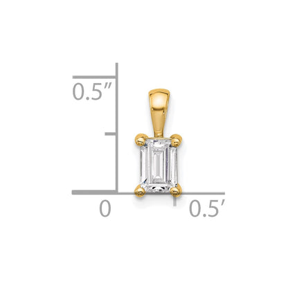 14k Yellow Gold 3/4 Ct. Lab Grown Diamond VS/SI+ G+ Emerald Four Prong Pendant