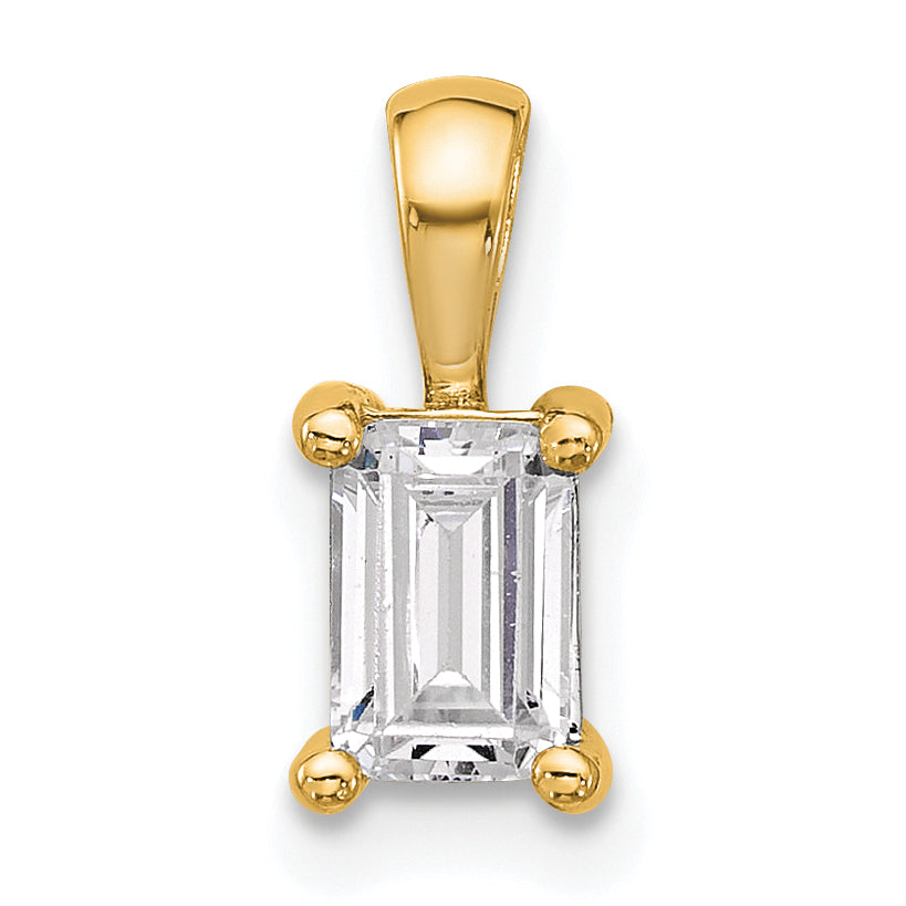 14k Yellow Gold 3/4 Ct. Lab Grown Diamond VS/SI+ G+ Emerald Four Prong Pendant