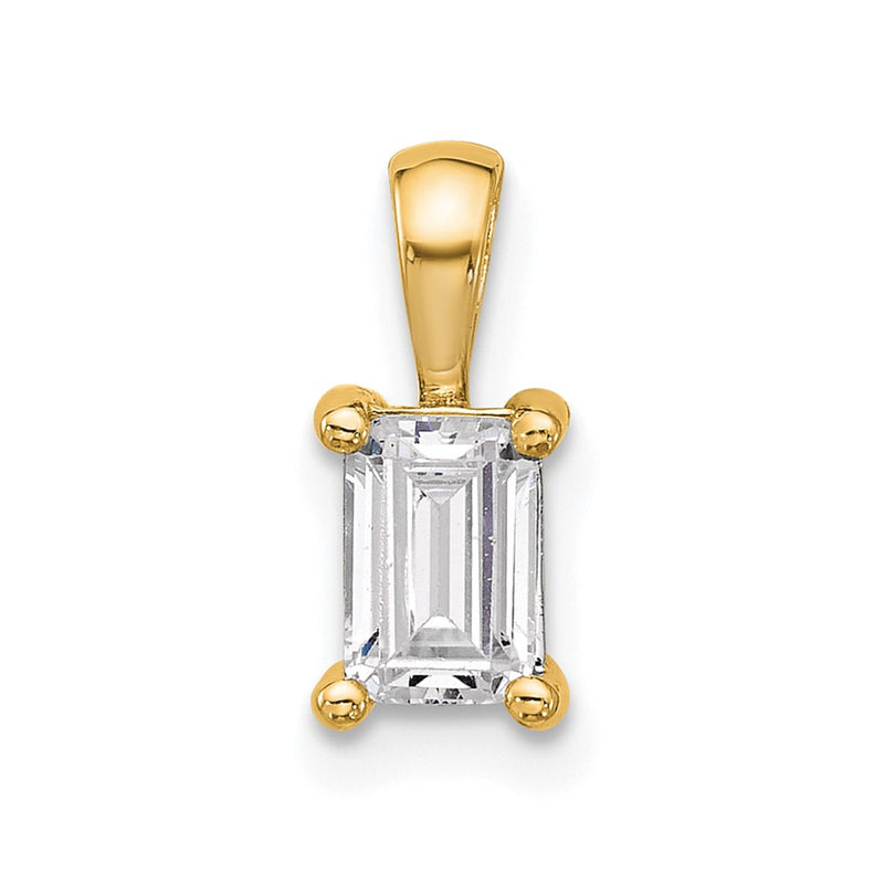 14k Yellow Gold 3/4 Ct. Lab Grown Diamond VS/SI+ G+ Emerald Four Prong Pendant