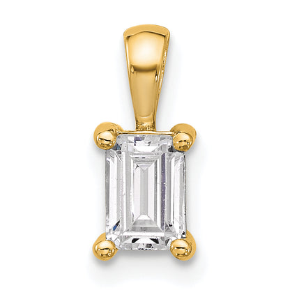 14k Yellow Gold 3/4 Ct. Certified Lab Grown Diamond VS/SI+ G+ Emerald Four Prong Pendant
