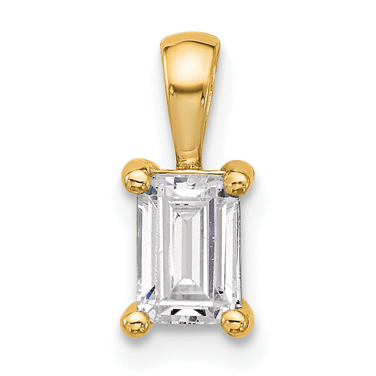 14k Yellow Gold 3/4 Ct. Certified Lab Grown Diamond VS/SI+ G+ Emerald Four Prong Pendant